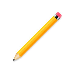 Classic shiny yellow vector pencil on white background