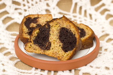 homemade cake on a ceramic plate