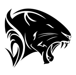 Obraz premium black panther profile head vector design