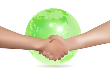 手　握手　地球　背景