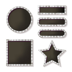 Set of glowing retro frames