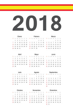 Spanish 2018 year vector calendar