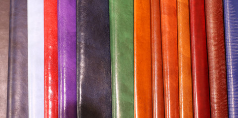 leather and imitation leather colored in Italian fashion store