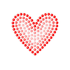 Shiny dot art red heart on white, vector illustration