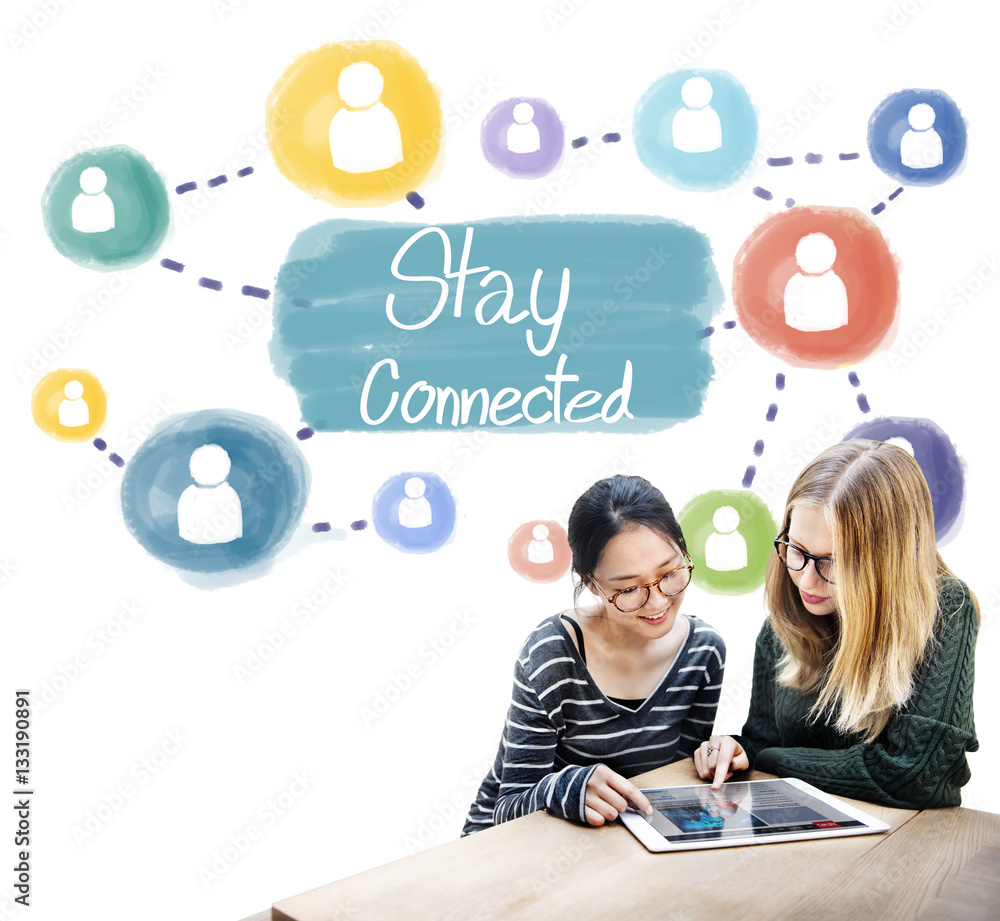 Aufkleber stay connected communication networking internet concept