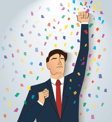 businessman celebrating a successful achievement. Business concept illustration.  