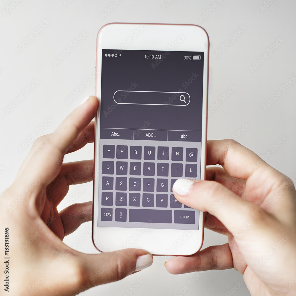 Aufkleber searching information keyboard application concept