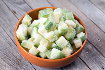 Frozen zucchini in a bowl