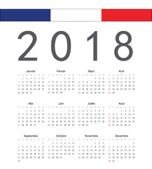 Square french 2018 year vector calendar