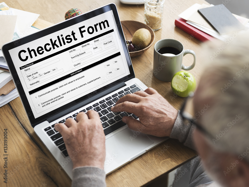 Poster Checklist Form Document Data Information Contract Concept