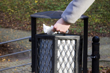 Throwing garbage into the trash