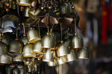 many hanging bells in temple,Thailand
