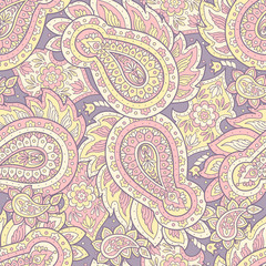 Floral seamless pattern with paisley ornament