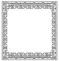 Black And White Ethnic Frames Vector. Tribal Vector Frame. Navajo Stile Frame. Slhouette Ethnic Ornament. Frames Space For Text. For Invitations Announcements Frame. Ethnic Photo Frames.
