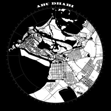 Abu Dhabi Compass Design Map Artprint