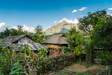 Fototapeta na wymiar Farm Backyard. Backyard of two farm houses in a traditional ethnic minority village near Sapa, Vietnam.