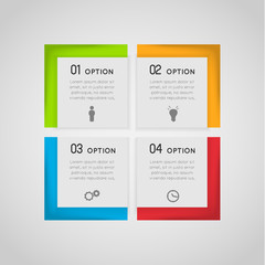 infographic template square option banners with inner shadows, flat effect