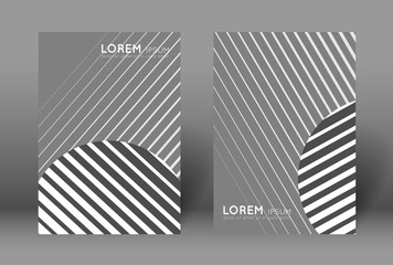 Poster template design. Vector layout with repeating lines, circle