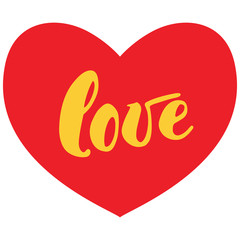 Hand drawn typography inspirational word Love. For greeting cards, Valentine s day, wedding, posters, prints or home decorations. Vector illustration