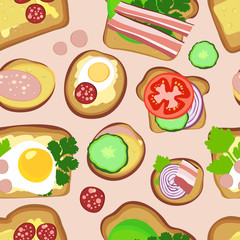 Seamless pattern with toasts