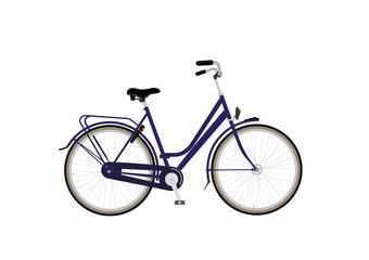 Fototapeta premium Blue woman model citybike with back-pedal brake.