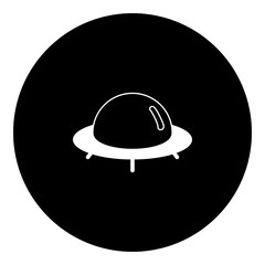UFO icon - Flat design, glyph style icon - Filled black circle