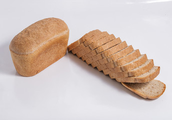 Wheat bread on a white background.