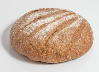 Rye bread on white background.