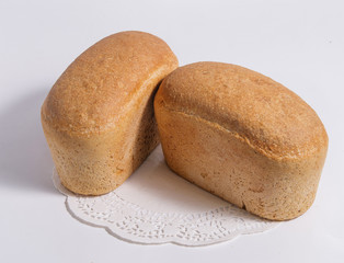 Wheat bread on a white background.