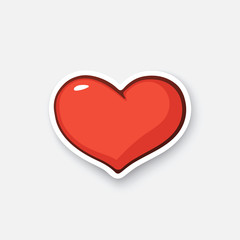 Vector illustration. Simple heart. Valentine's Day symbol. I love you. Cartoon sticker in comic style with contour. Decoration for greeting cards, posters, patches, prints for clothes, emblems