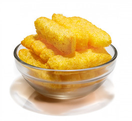 A sweet Breakfast is in the glass on white background.