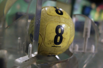 Lottery balls during extraction