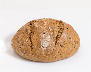 Rye bread on white background.