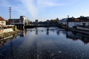 Dam from Brandys nad labem with water reflections