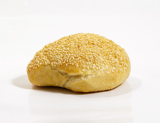 Wheat bread with sesame on white background.