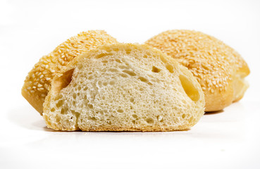Wheat bread on a white background.
