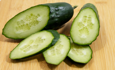 Cucumber slices on the Board.