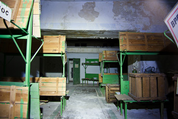 Hermetic door of an abandoned Soviet bomb shelter, an echo of the Cold War 