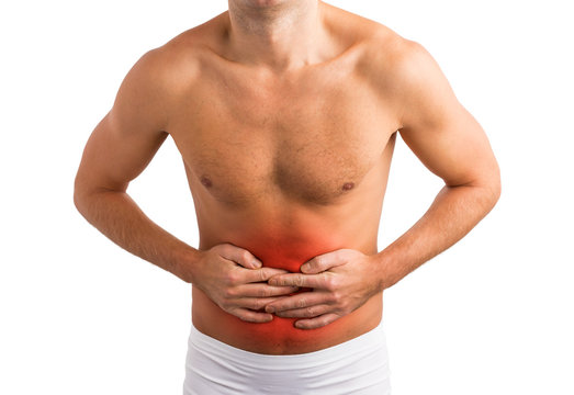 Man holding his stomach in pain
