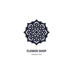 Bright and juicy beautiful circular logo. Mandala logotype. Kaleidoscope big bud