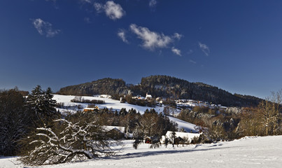 Winterlandschaft mit Hügel und Schnee