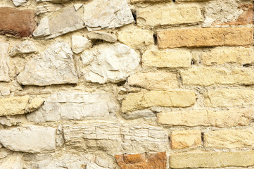 Muro di mattoni e pietre