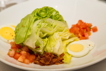 Wedge Salad with Bacon Tomato and Egg