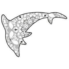 Fototapeta premium Vector illustration of a dolphin mandala for coloring book, delfino mandala vettoriale da colorare antistress