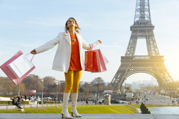 Young woman doing shopping in Paris
