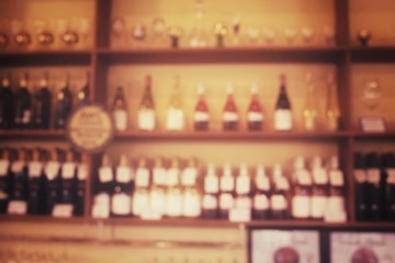 Blurred of wine bottles