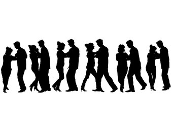 Obraz premium Dancers couples on theatrical stage on white background