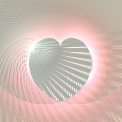 Fractal  retro heart made from color pink and white stripes with place for a text