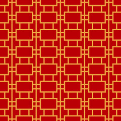 Chinese seamless pattern of red color with a golden ornament.