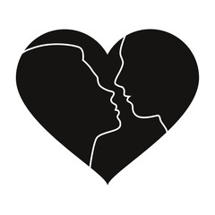 Herz mit küssendem Paar